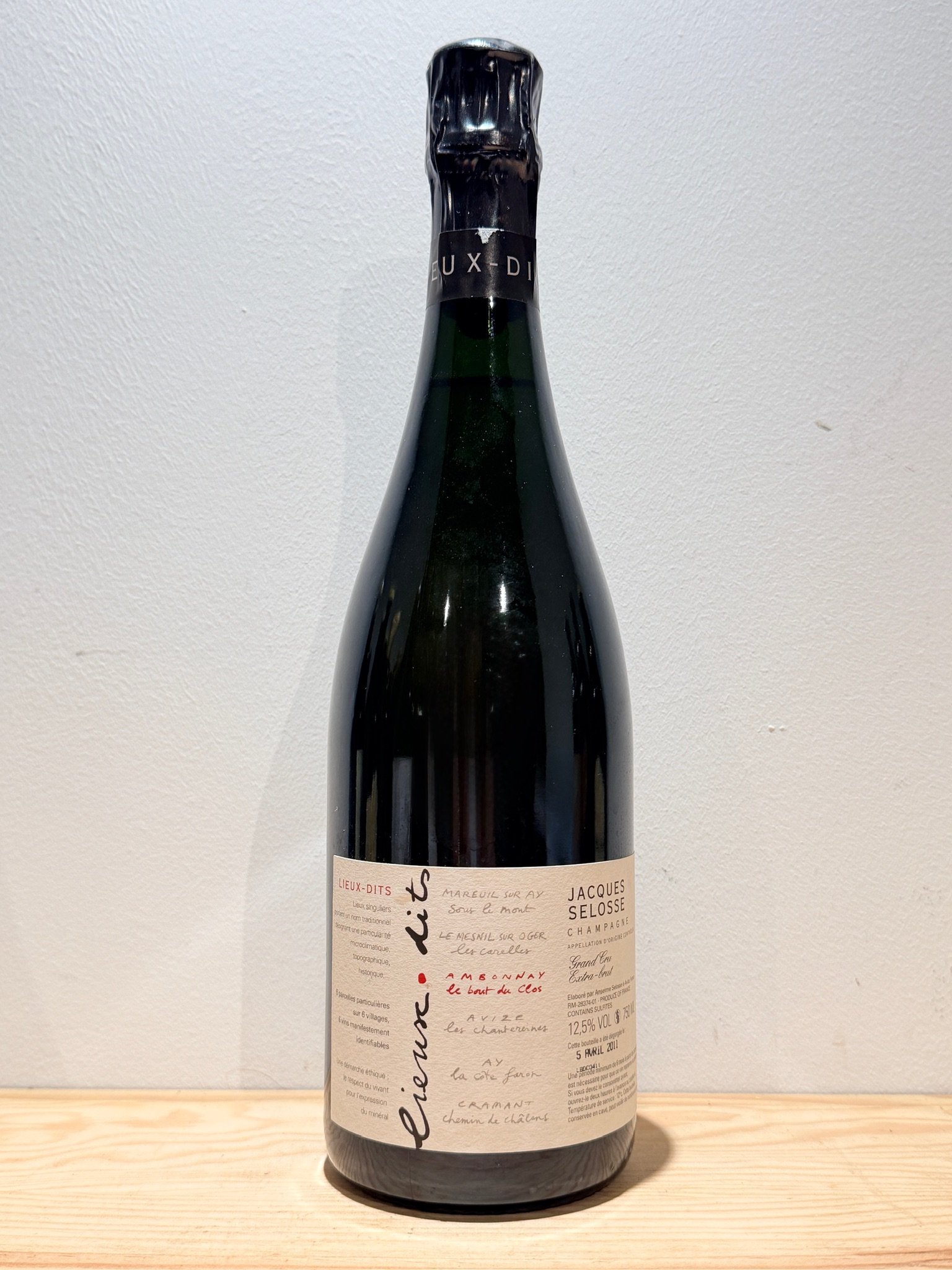 Domaine Jacques Selosse Champagne Lieux-Dits Le Bout Du Clos (dégorgement 2011)