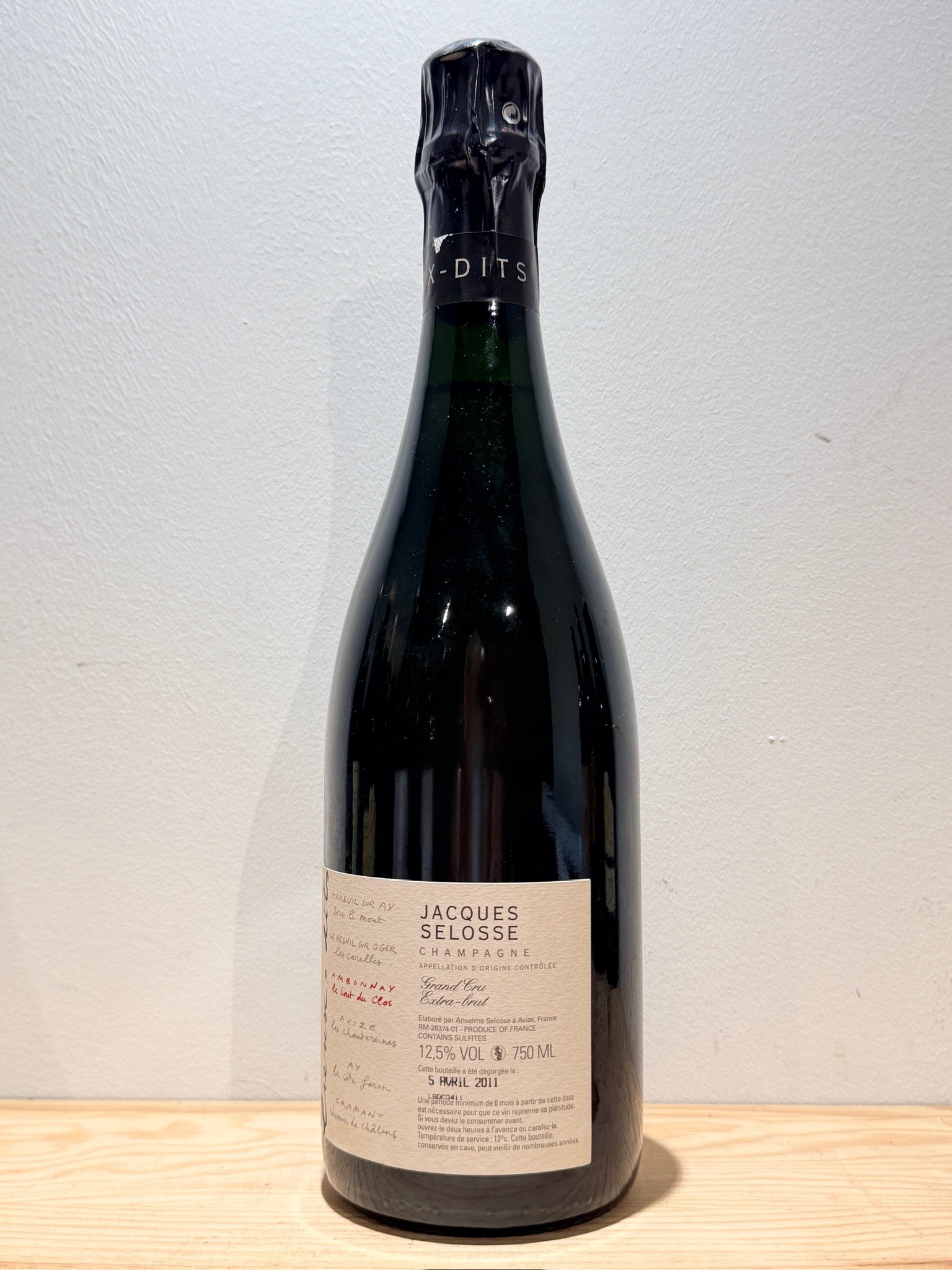 Domaine Jacques Selosse Champagne Lieux-Dits Le Bout Du Clos (dégorgement 2011) – Image 2
