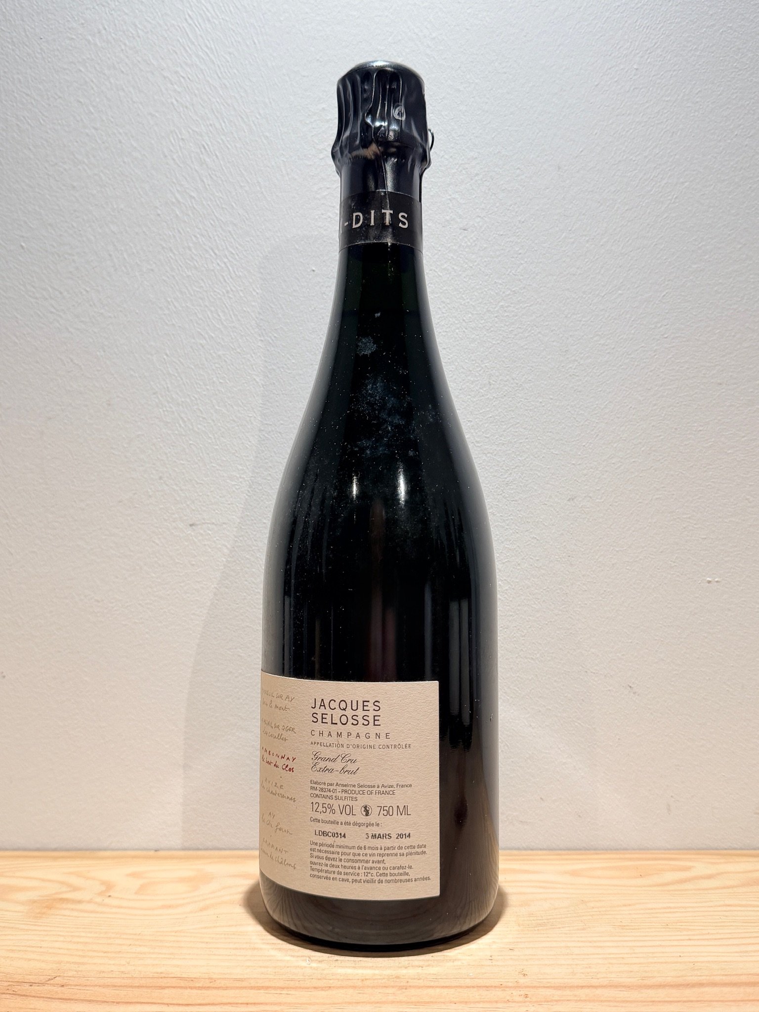 Domaine Jacques Selosse Champagne Lieux-Dits Le Bout Du Clos (dégorgement 2014) – Image 2