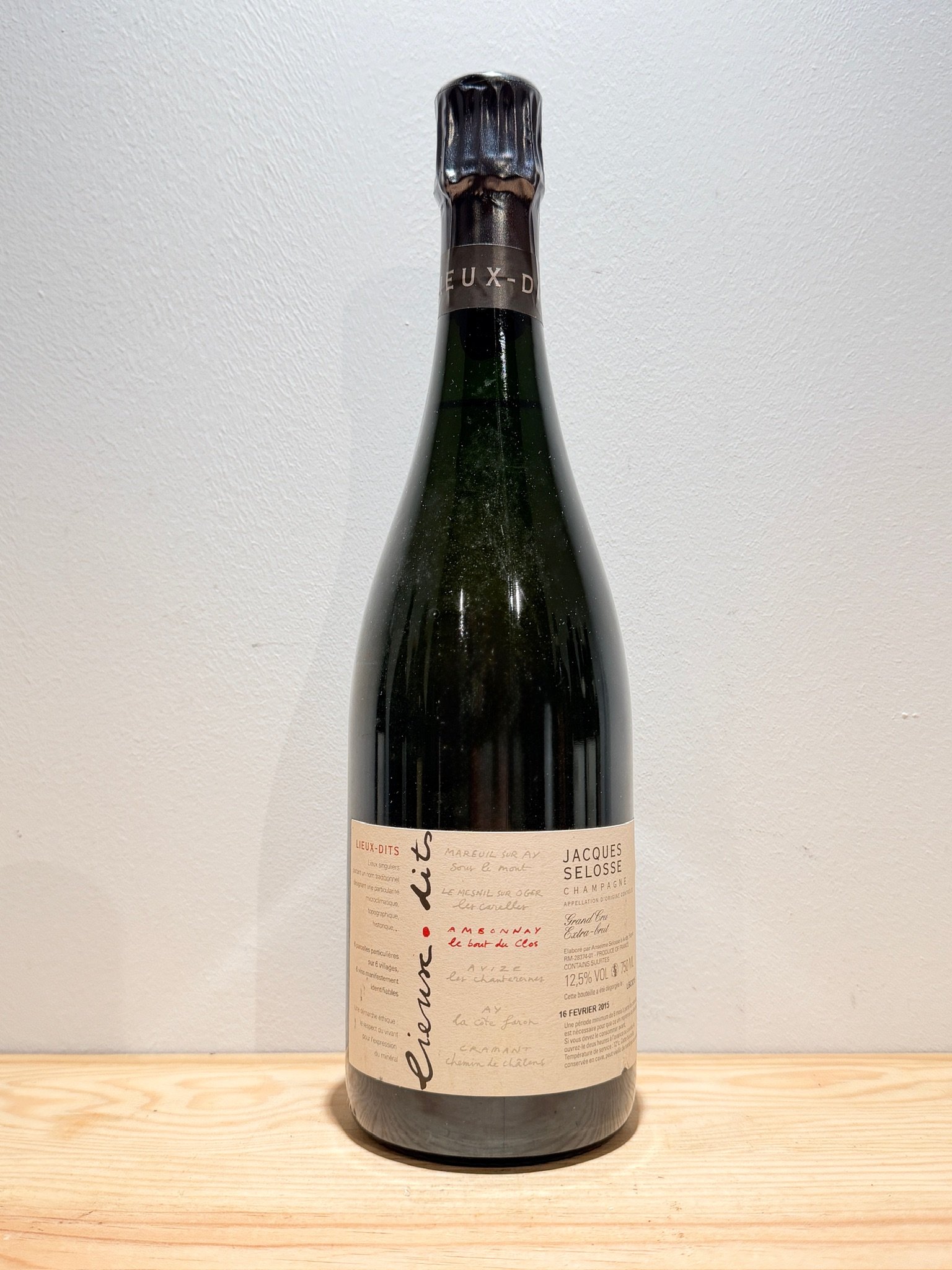 Domaine Jacques Selosse Champagne Lieux-Dits Le Bout Du Clos (dégorgement 2014)